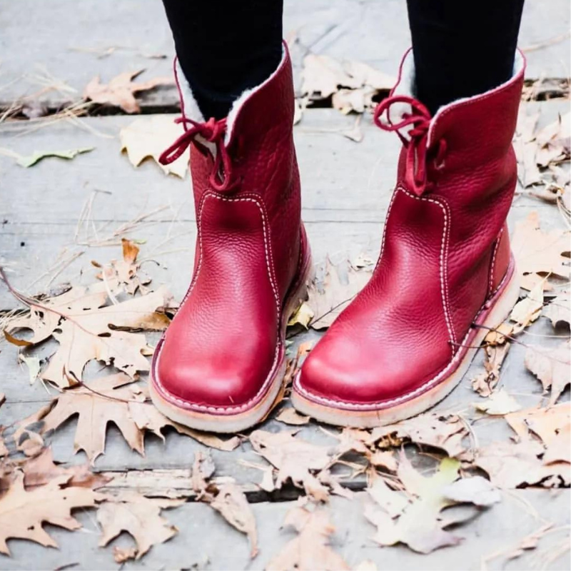 Diane | Polished Shearling-Lined Lace-Up Winter Boots