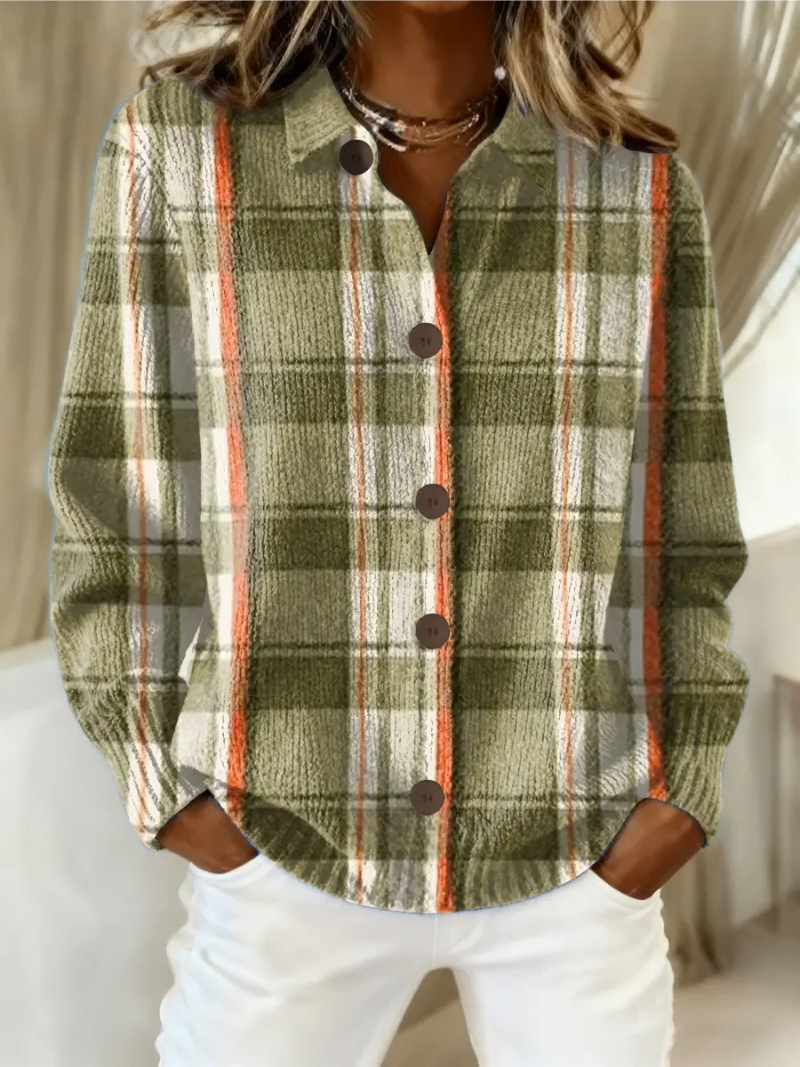 Diane | Sophisticated Plaid Collared Button-Up Cardigan