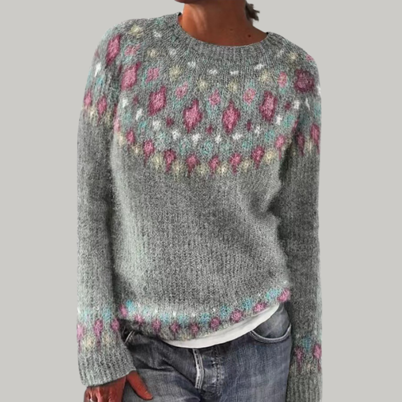 Diane | Vintage Fair Isle Crewneck Knit Sweater