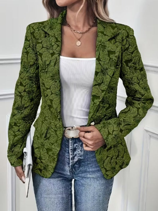 Donna | Elegant Floral Single-Button Fitted Blazer