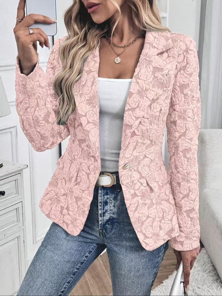 Donna | Elegant Floral Single-Button Fitted Blazer