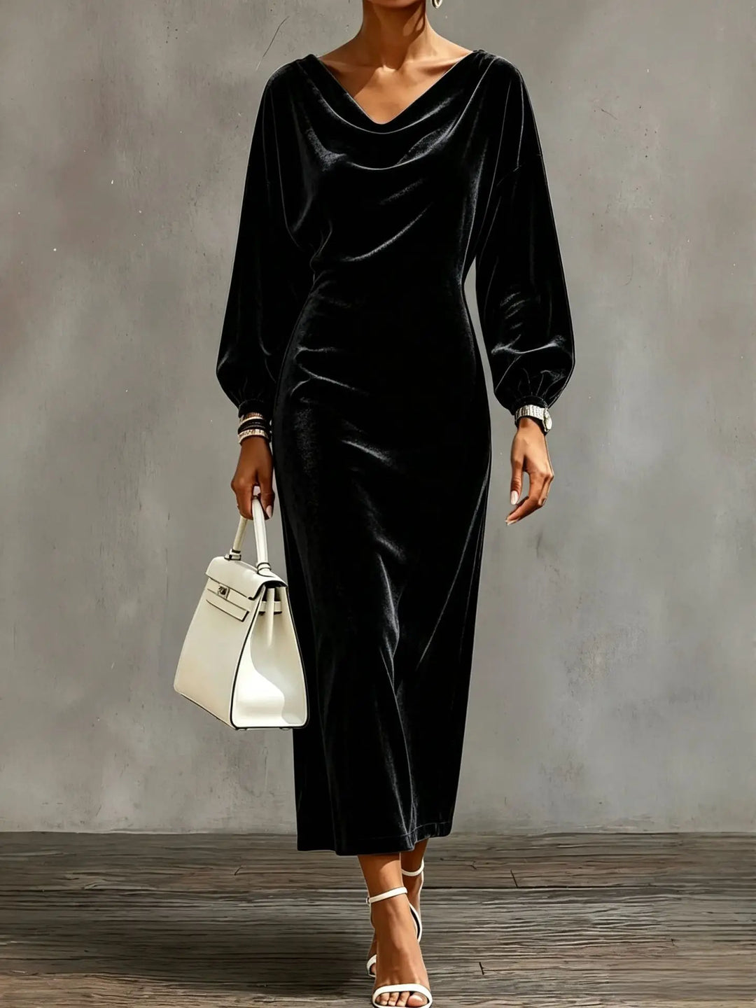 Donna | Sophisticated Cowl Neck Velvet Christmas Dress