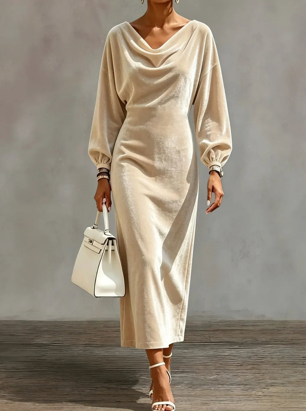 Donna | Sophisticated Cowl Neck Velvet Christmas Dress