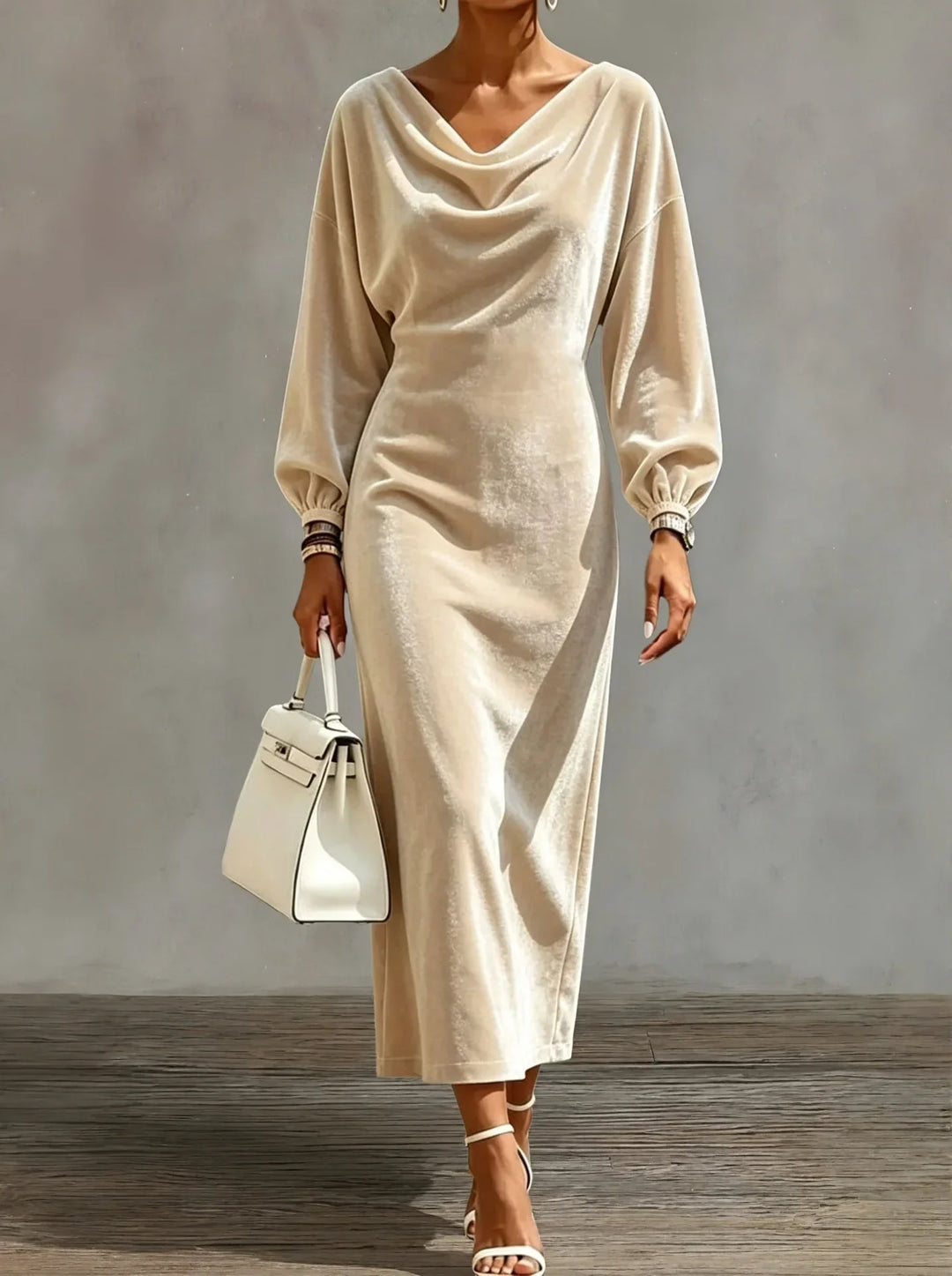 Donna | Sophisticated Cowl Neck Velvet Christmas Dress