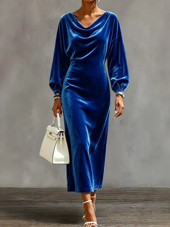 Donna | Sophisticated Cowl Neck Velvet Christmas Dress