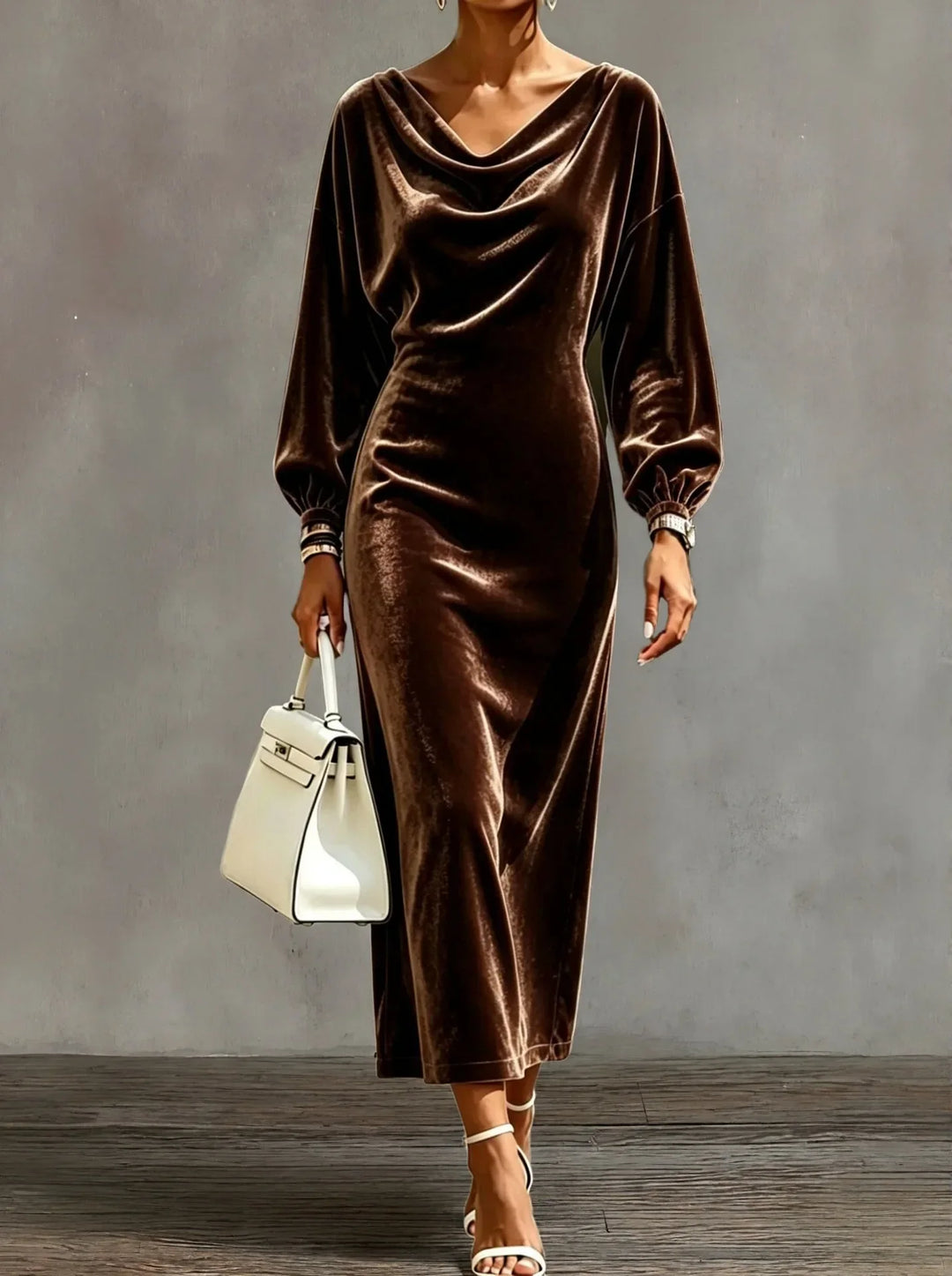 Donna | Sophisticated Cowl Neck Velvet Christmas Dress