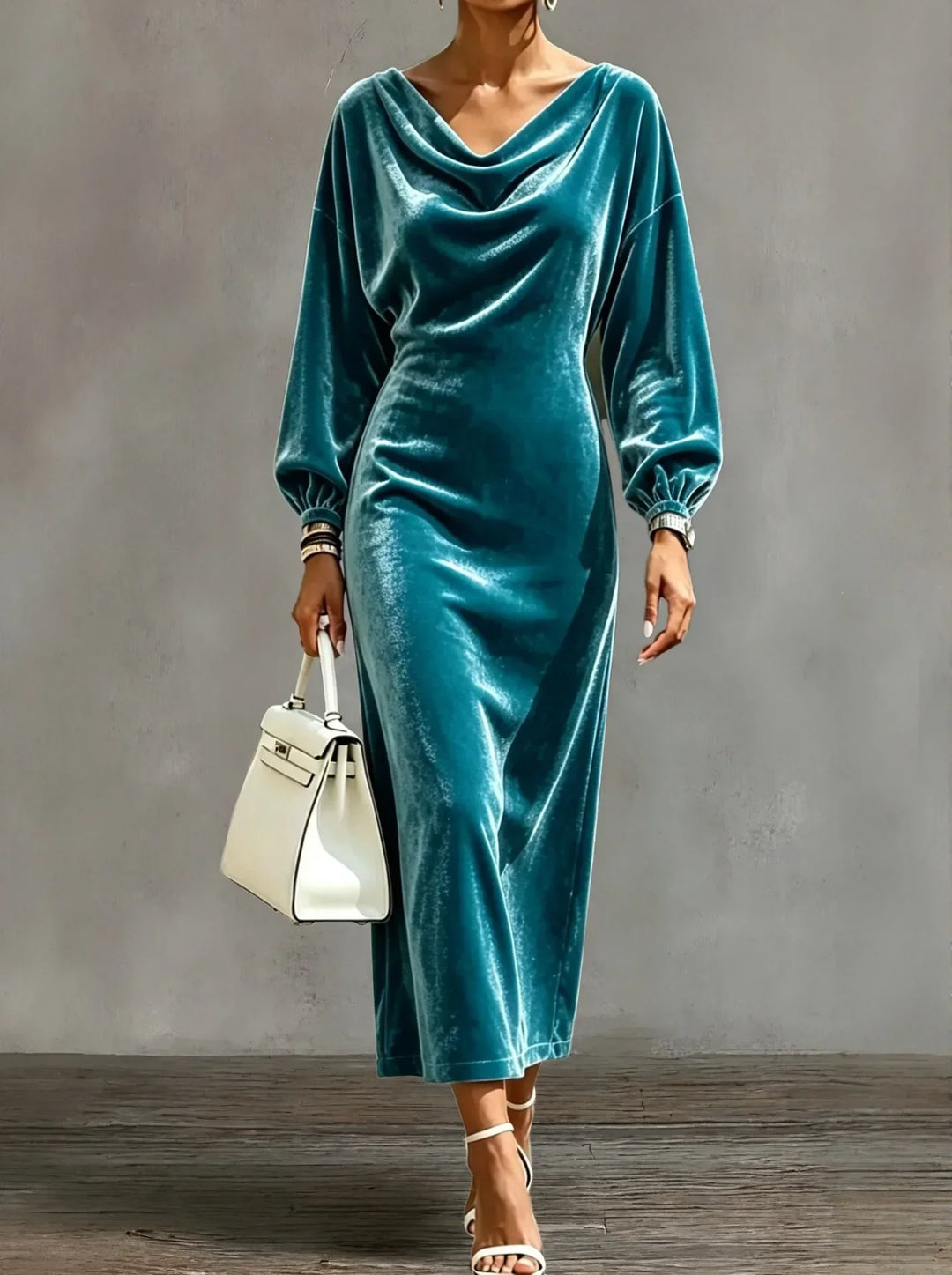 Donna | Sophisticated Cowl Neck Velvet Christmas Dress