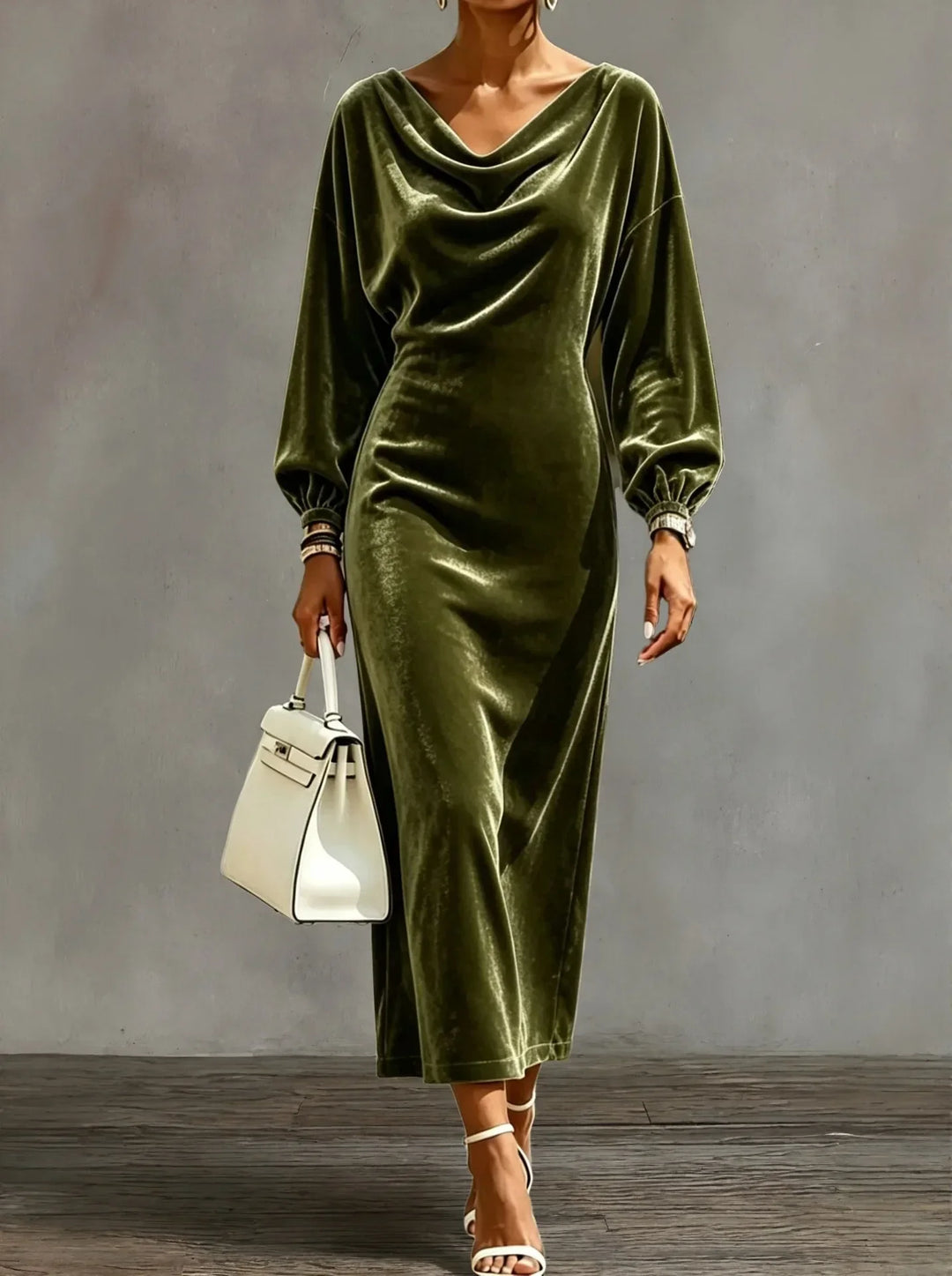 Donna | Sophisticated Cowl Neck Velvet Christmas Dress