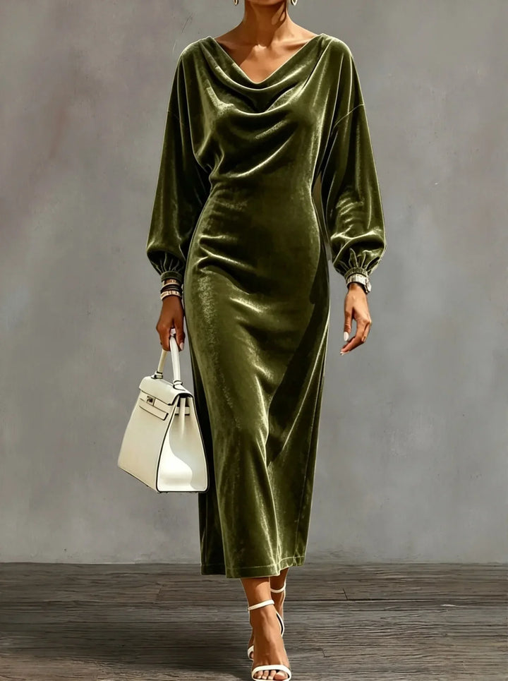 Donna | Sophisticated Cowl Neck Velvet Christmas Dress