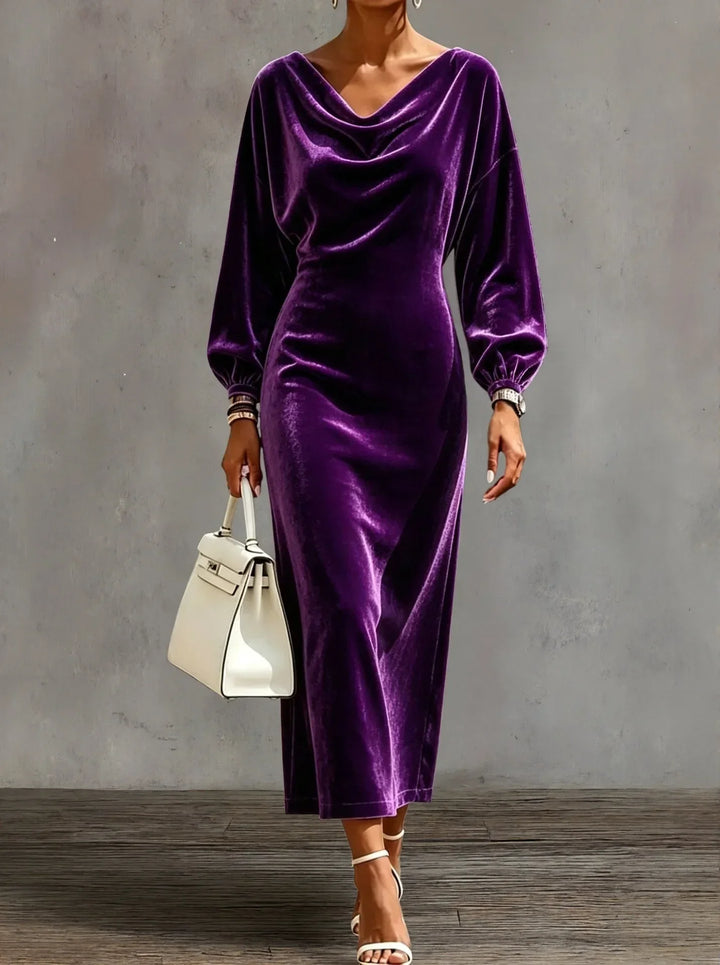 Donna | Sophisticated Cowl Neck Velvet Christmas Dress