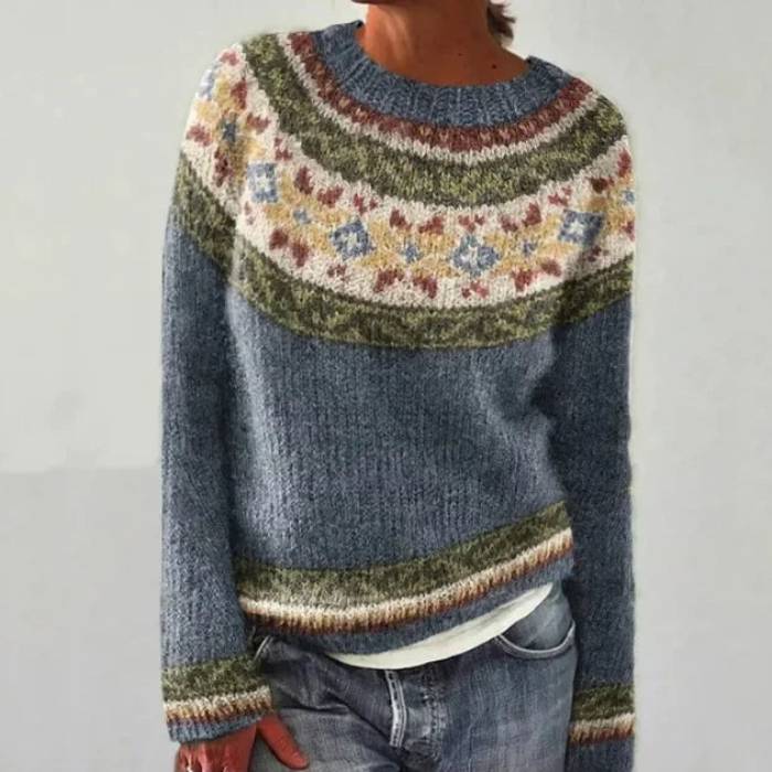 Donna | Stylish Fair Isle Crewneck Knit Sweater