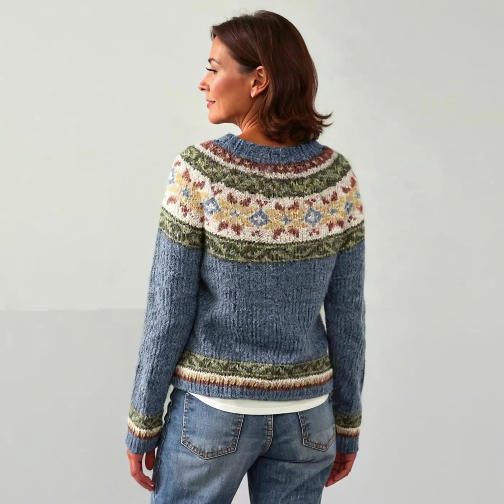 Donna | Stylish Fair Isle Crewneck Knit Sweater