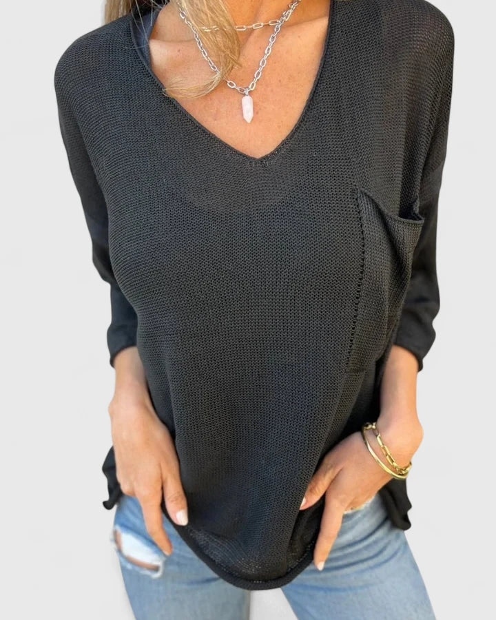 Donna | Timeless Oversized V-Neck Knit Sweater
