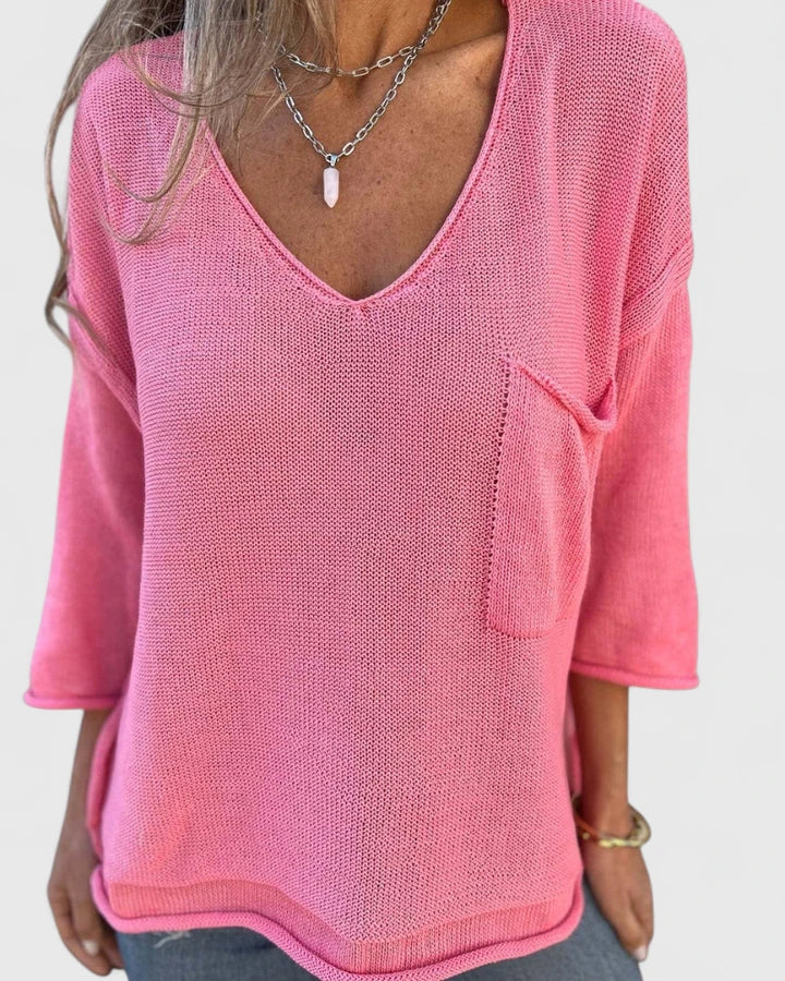 Donna | Timeless Oversized V-Neck Knit Sweater
