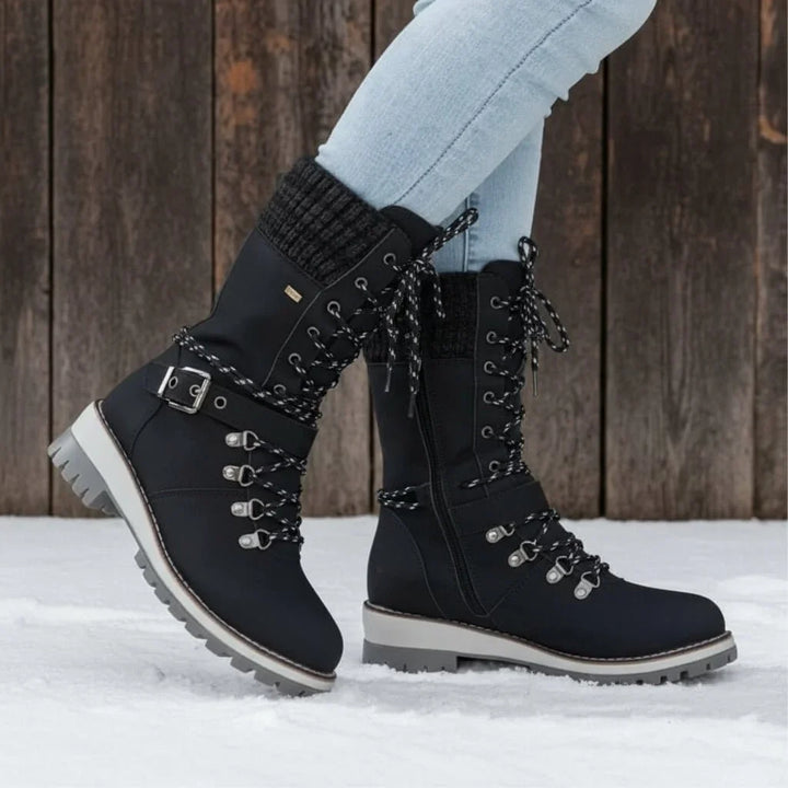 Dorothy | Refined Lace-Up Knit Cuff Winter Boots