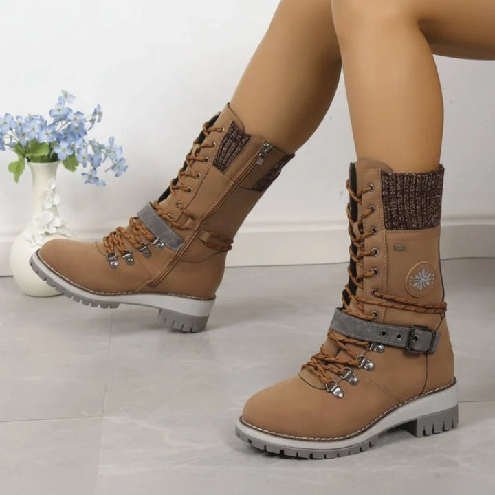 Dorothy | Refined Lace-Up Knit Cuff Winter Boots