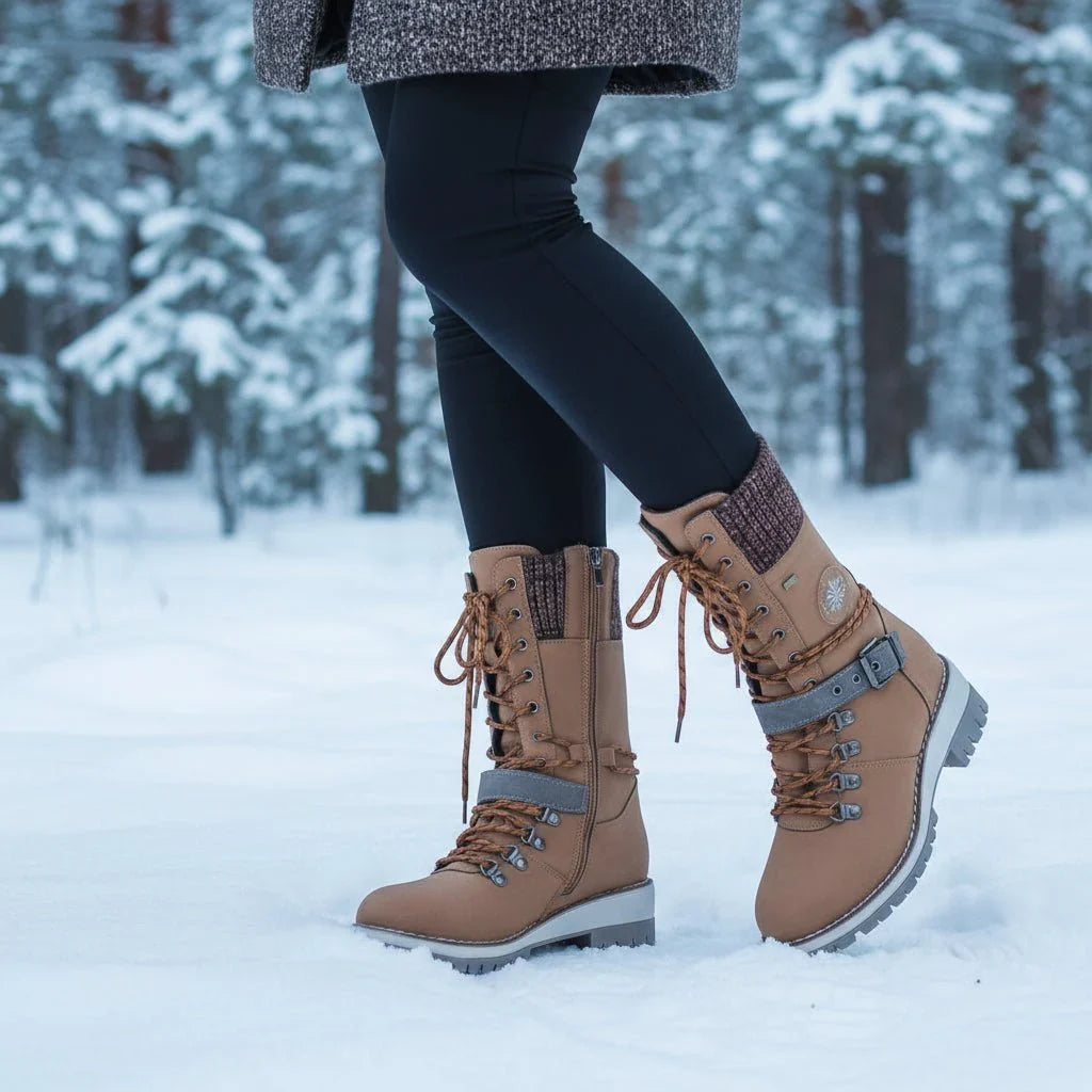 Dorothy | Refined Lace-Up Knit Cuff Winter Boots