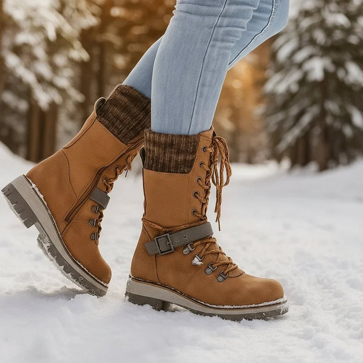 Dorothy | Refined Lace-Up Knit Cuff Winter Boots