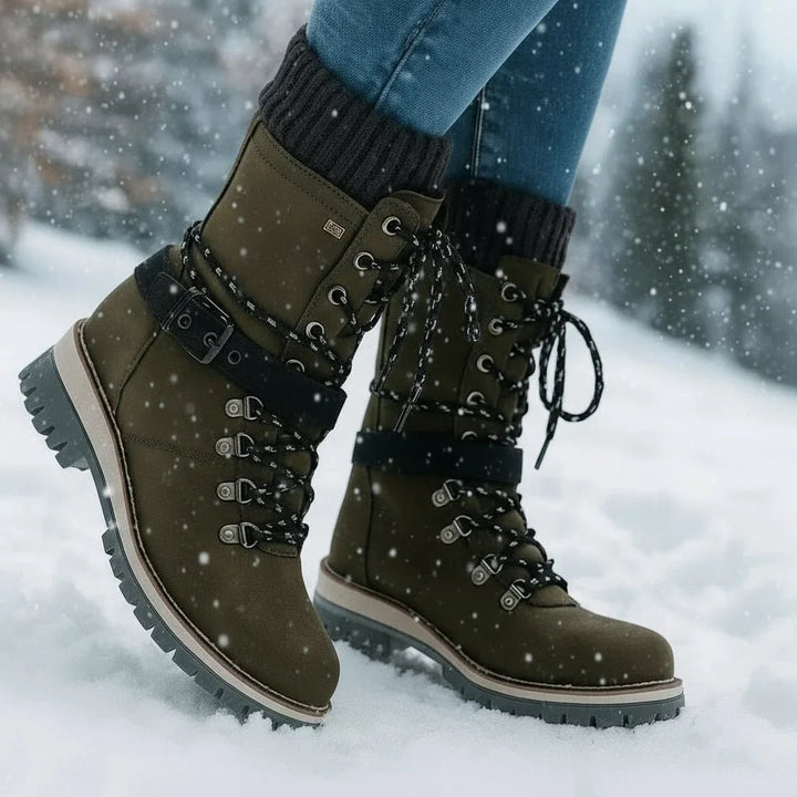 Dorothy | Refined Lace-Up Knit Cuff Winter Boots