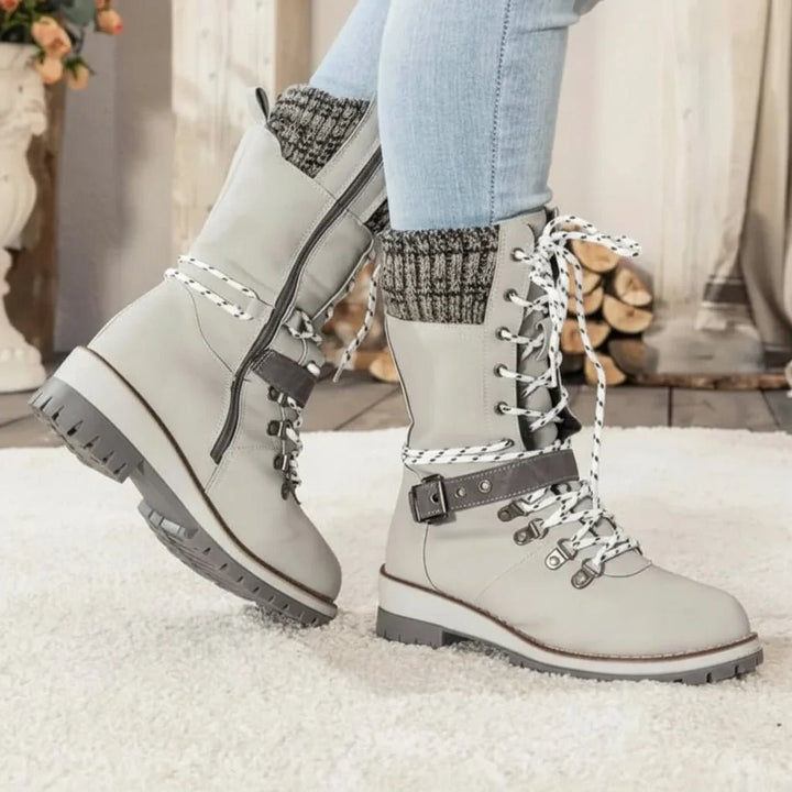 Dorothy | Refined Lace-Up Knit Cuff Winter Boots