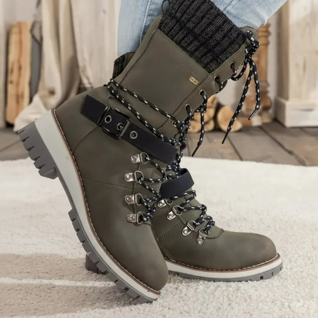 Dorothy | Refined Lace-Up Knit Cuff Winter Boots