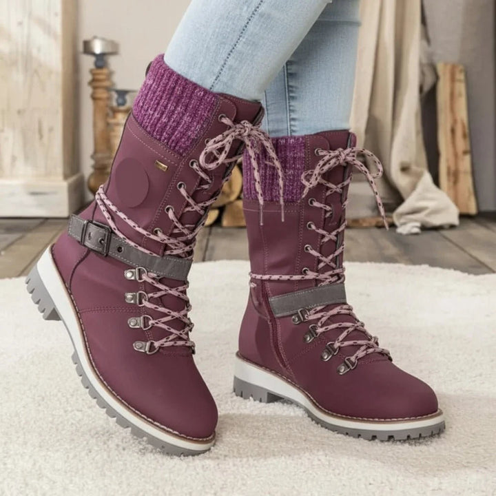 Dorothy | Refined Lace-Up Knit Cuff Winter Boots