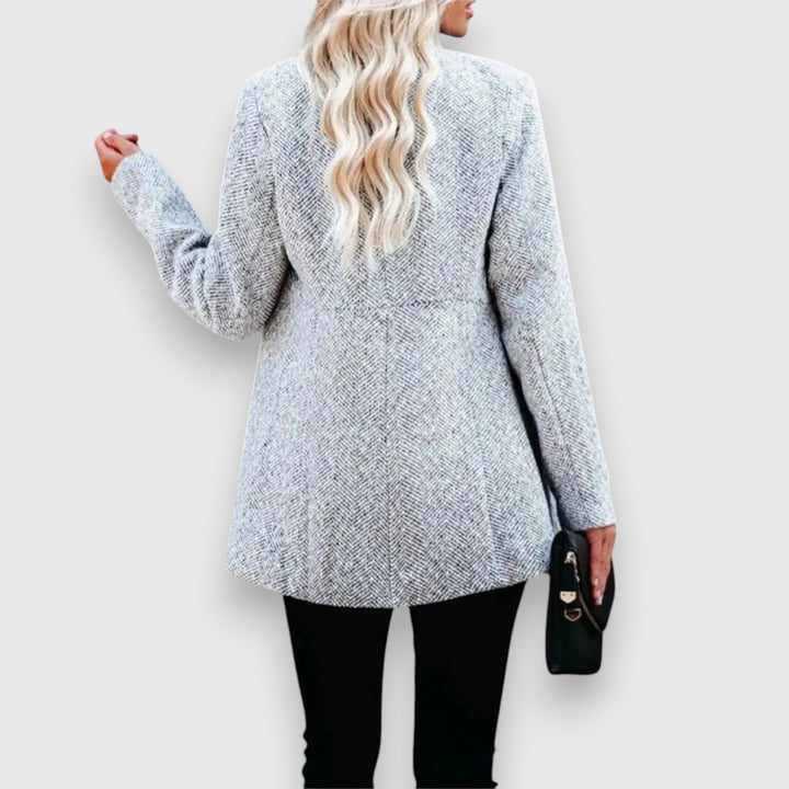 Dorothy | Sophisticated Herringbone Open Front Longline Blazer