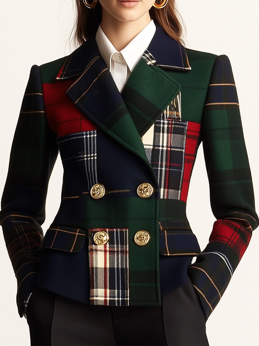 Dorothy | Sophisticated Tailored Plaid Double-Breasted Blazer