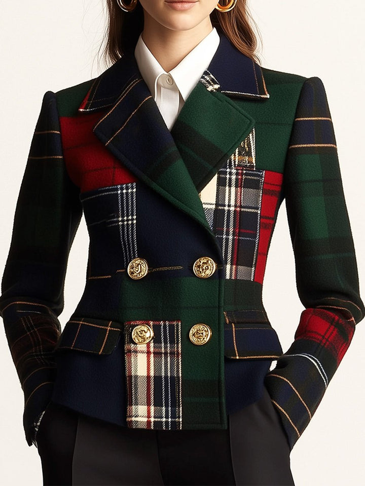 Dorothy | Sophisticated Tailored Plaid Double-Breasted Blazer