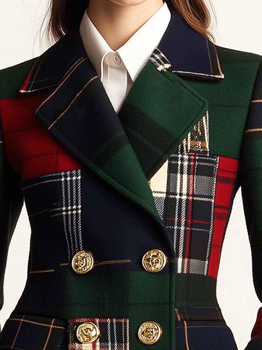 Dorothy | Sophisticated Tailored Plaid Double-Breasted Blazer