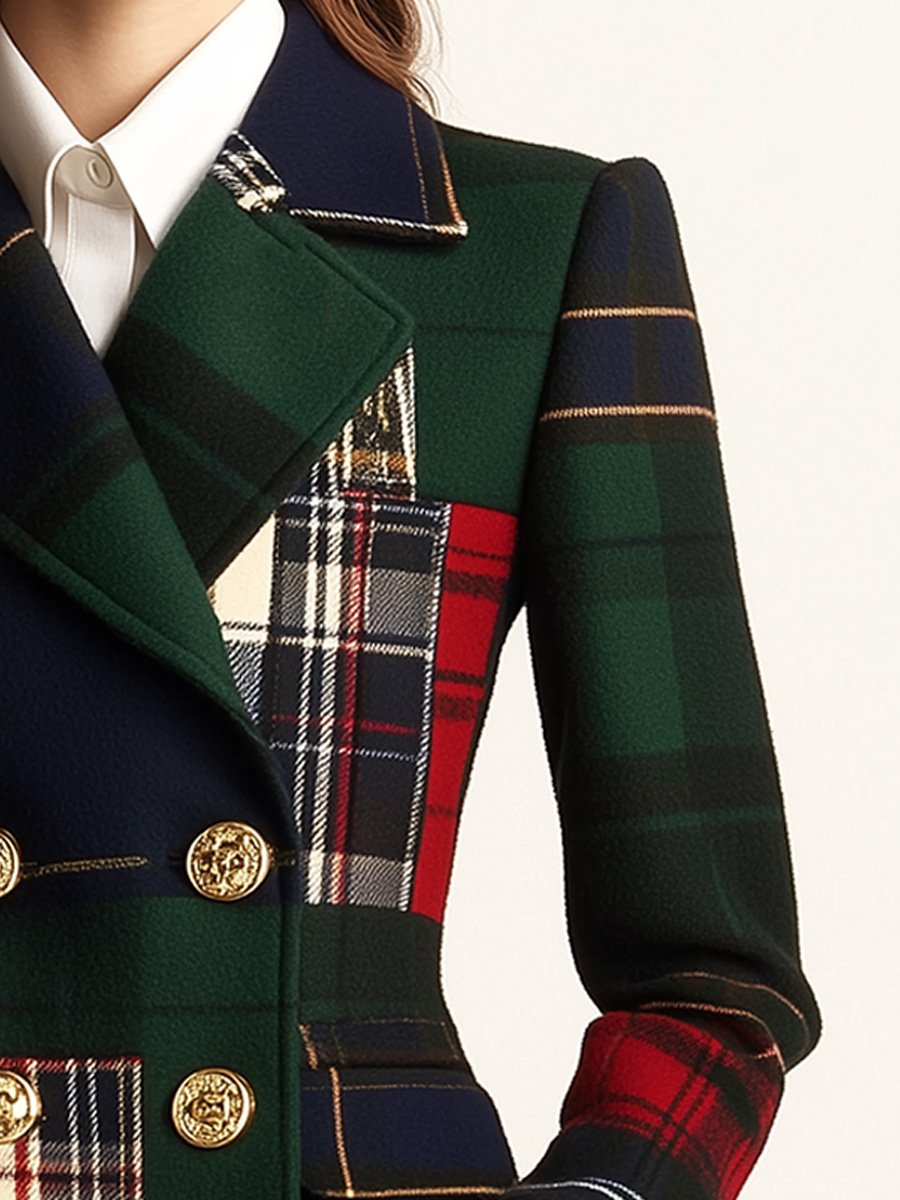 Dorothy | Sophisticated Tailored Plaid Double-Breasted Blazer