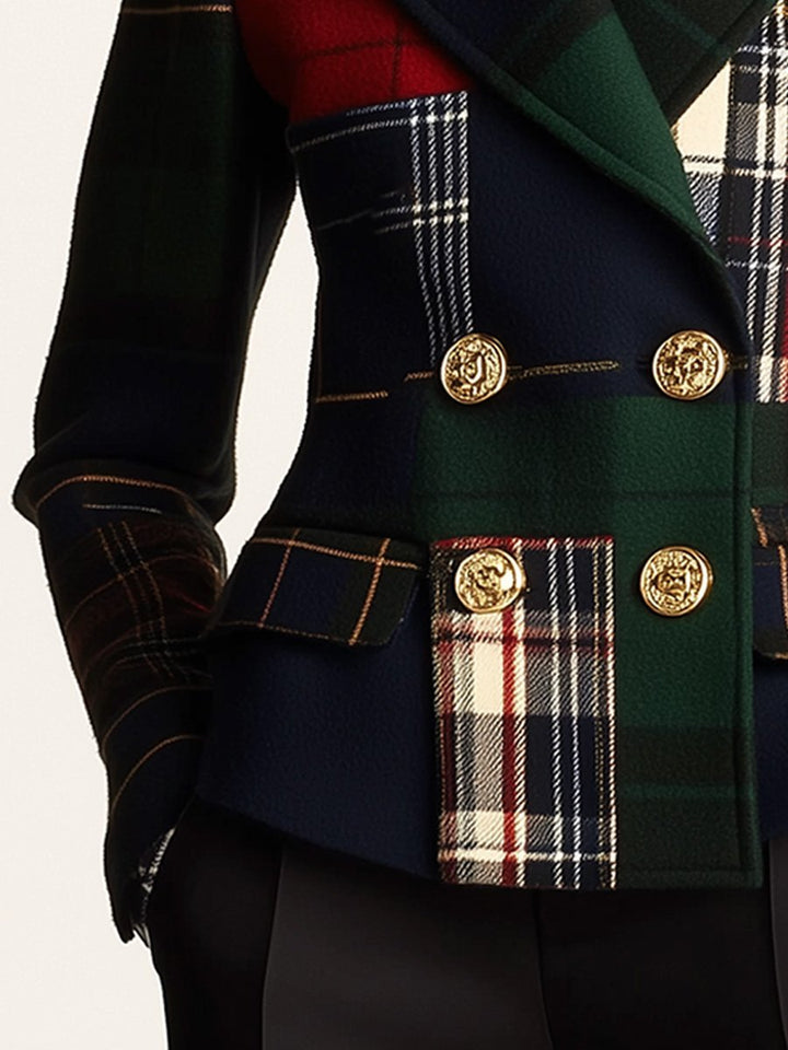 Dorothy | Sophisticated Tailored Plaid Double-Breasted Blazer