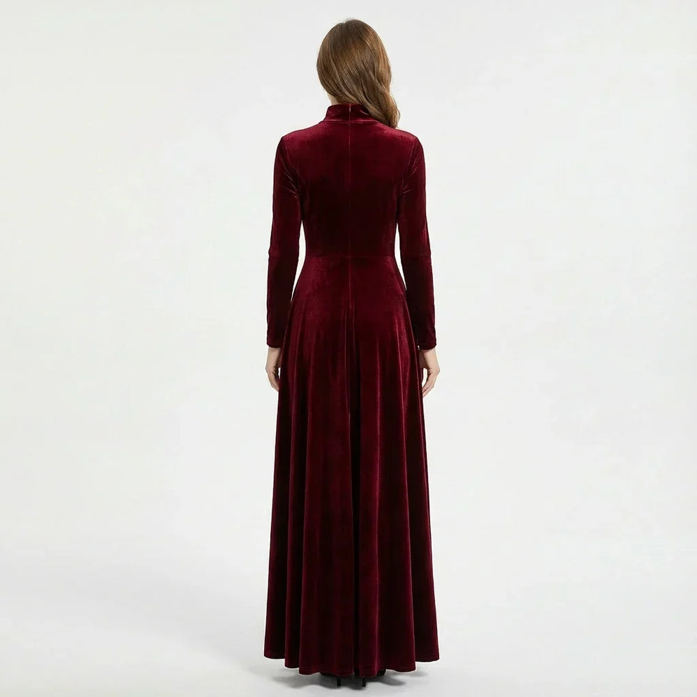 Elizabeth | Relaxed High Neck Velvet Maxi Christmas Dress