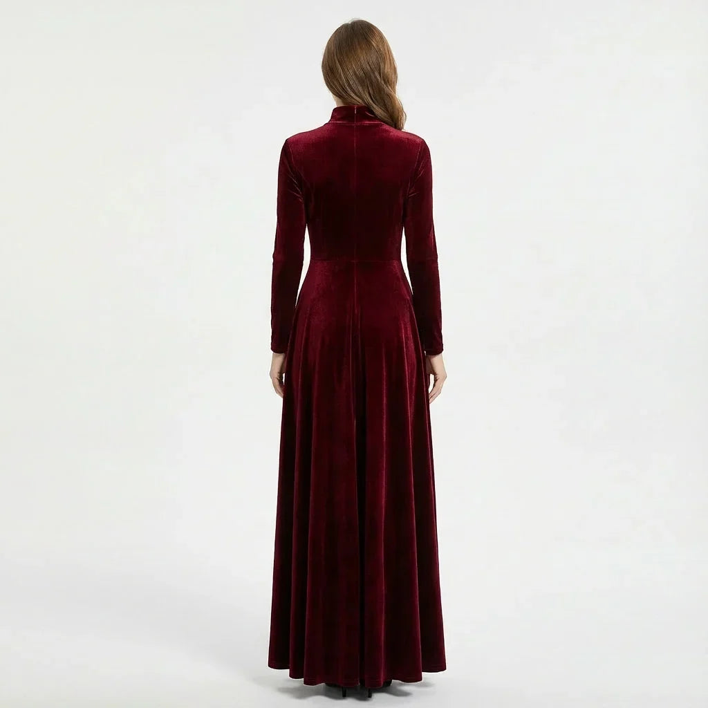Elizabeth | Relaxed High Neck Velvet Maxi Christmas Dress