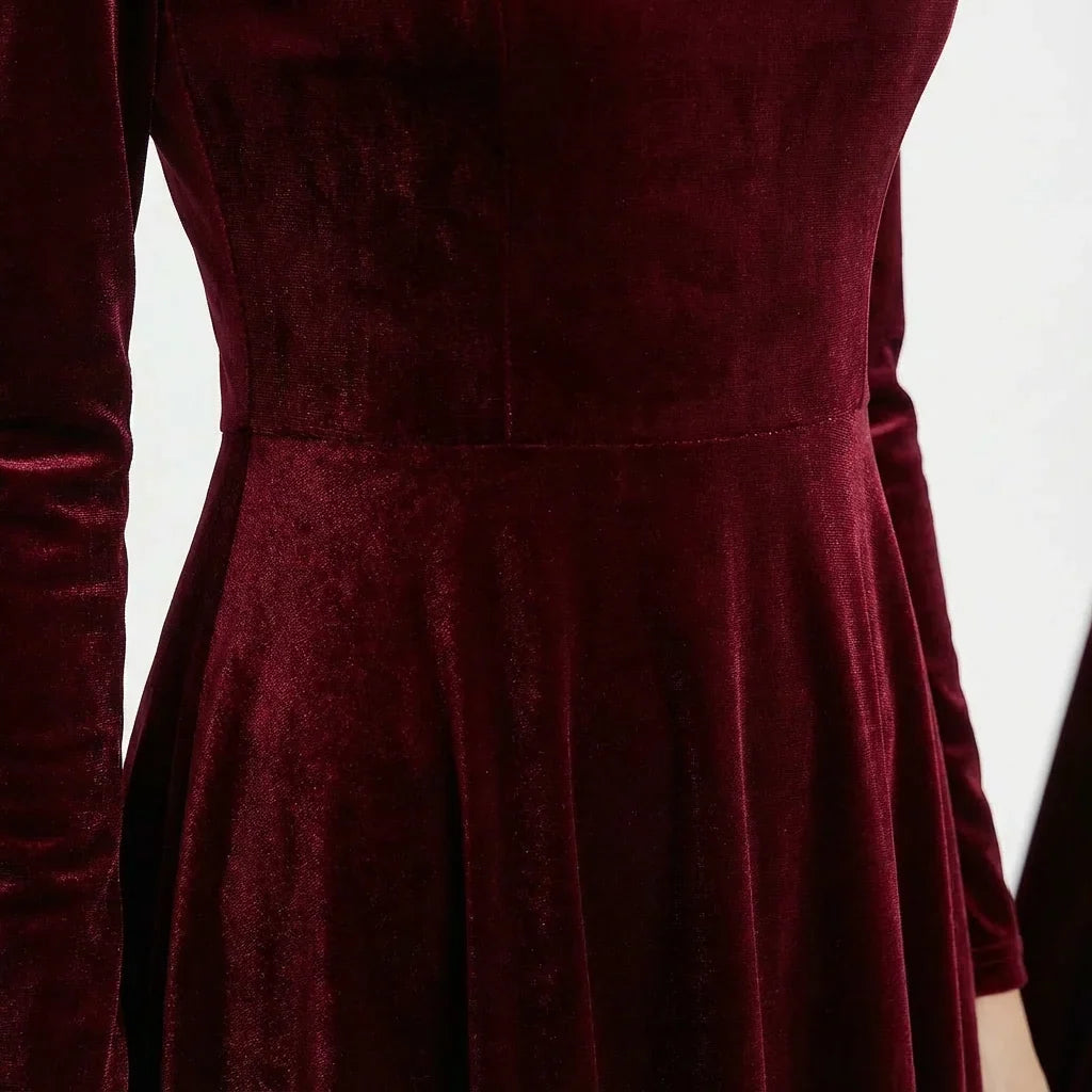 Elizabeth | Relaxed High Neck Velvet Maxi Christmas Dress