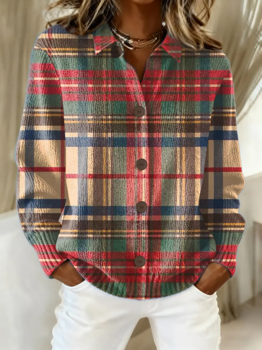 Elizabeth | Timeless Collared Plaid Button-Up Cardigan