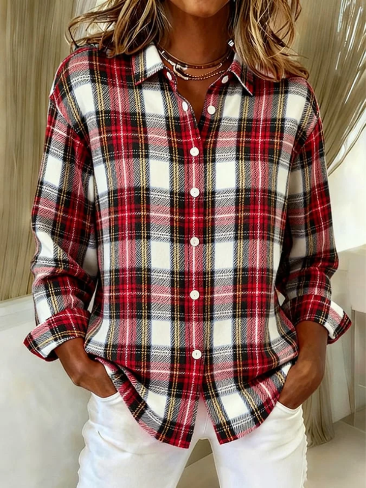 Elizabeth | Timeless Collared Plaid Button-Up Cardigan