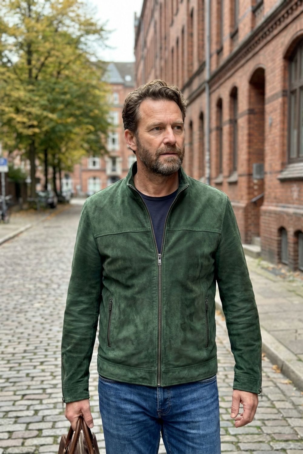 Elliot | Afslappet Ruskindslook Bomber Jakke med Lynlås
