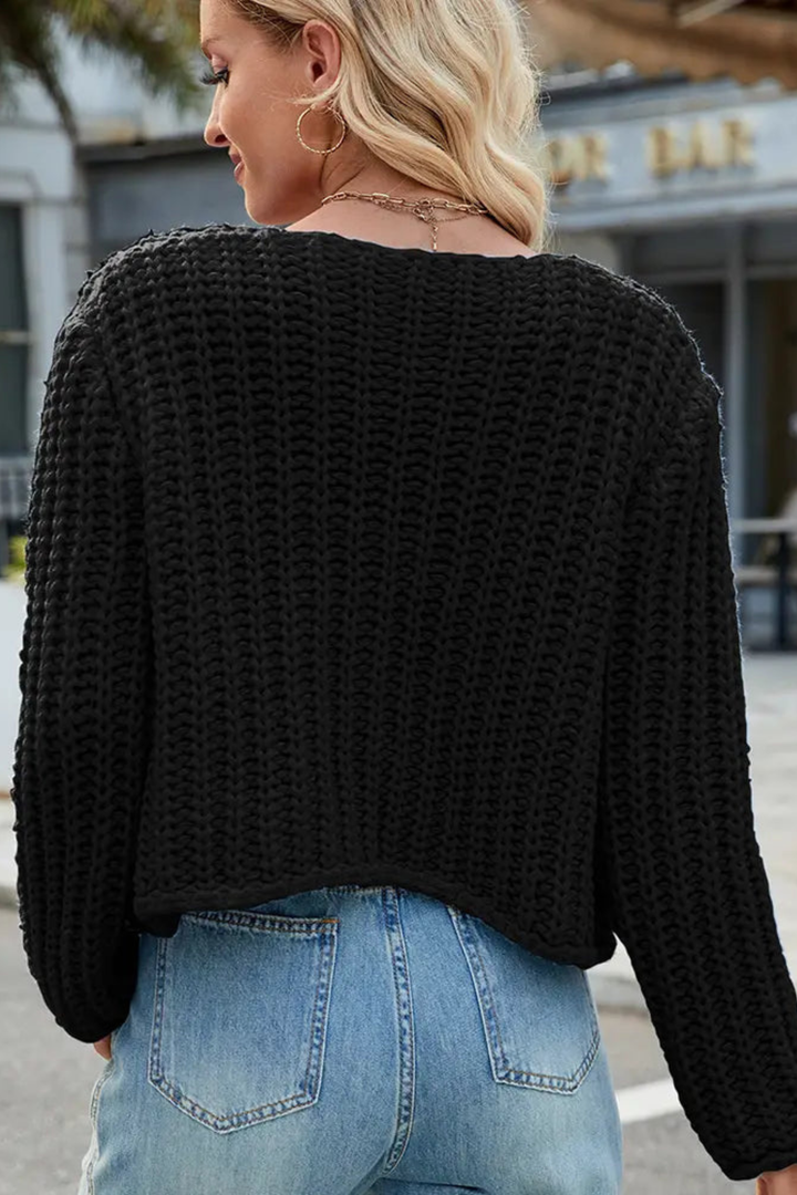 Emily | Polished V-Neck Knit Sweater Cardigan with Pockets