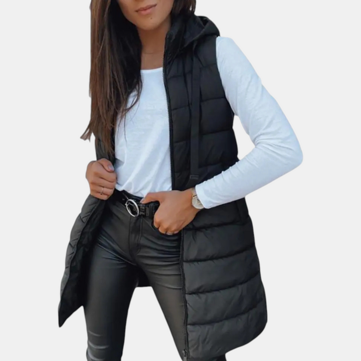 Emily | Relaxed Hooded Longline Quilted Vest