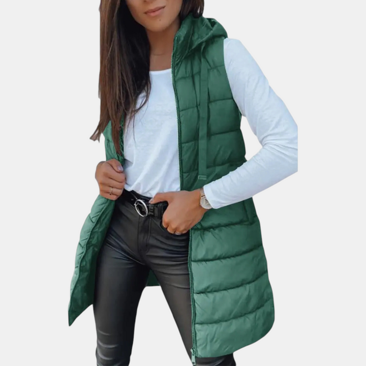 Emily | Relaxed Hooded Longline Quilted Vest