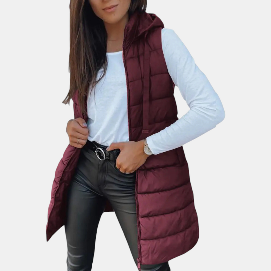 Emily | Relaxed Hooded Longline Quilted Vest