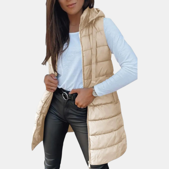Emily | Relaxed Hooded Longline Quilted Vest