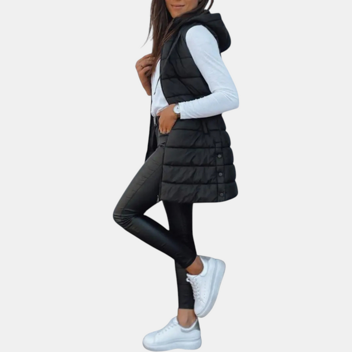 Emily | Relaxed Hooded Longline Quilted Vest