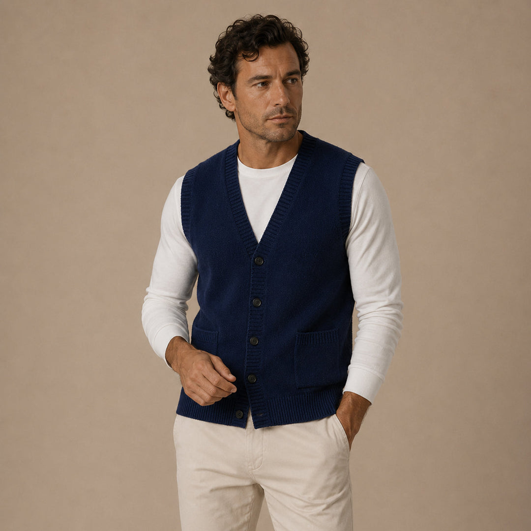Eric | Stylish Button Front Knit Sweater Vest