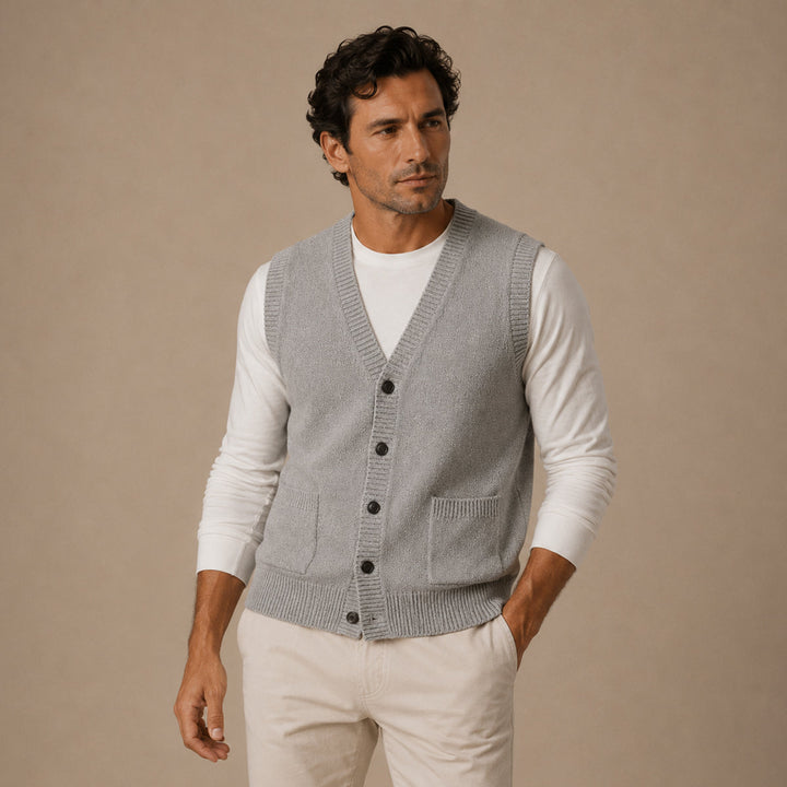 Eric | Stylish Button Front Knit Sweater Vest