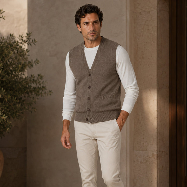 Eric | Stylish Button Front Knit Sweater Vest