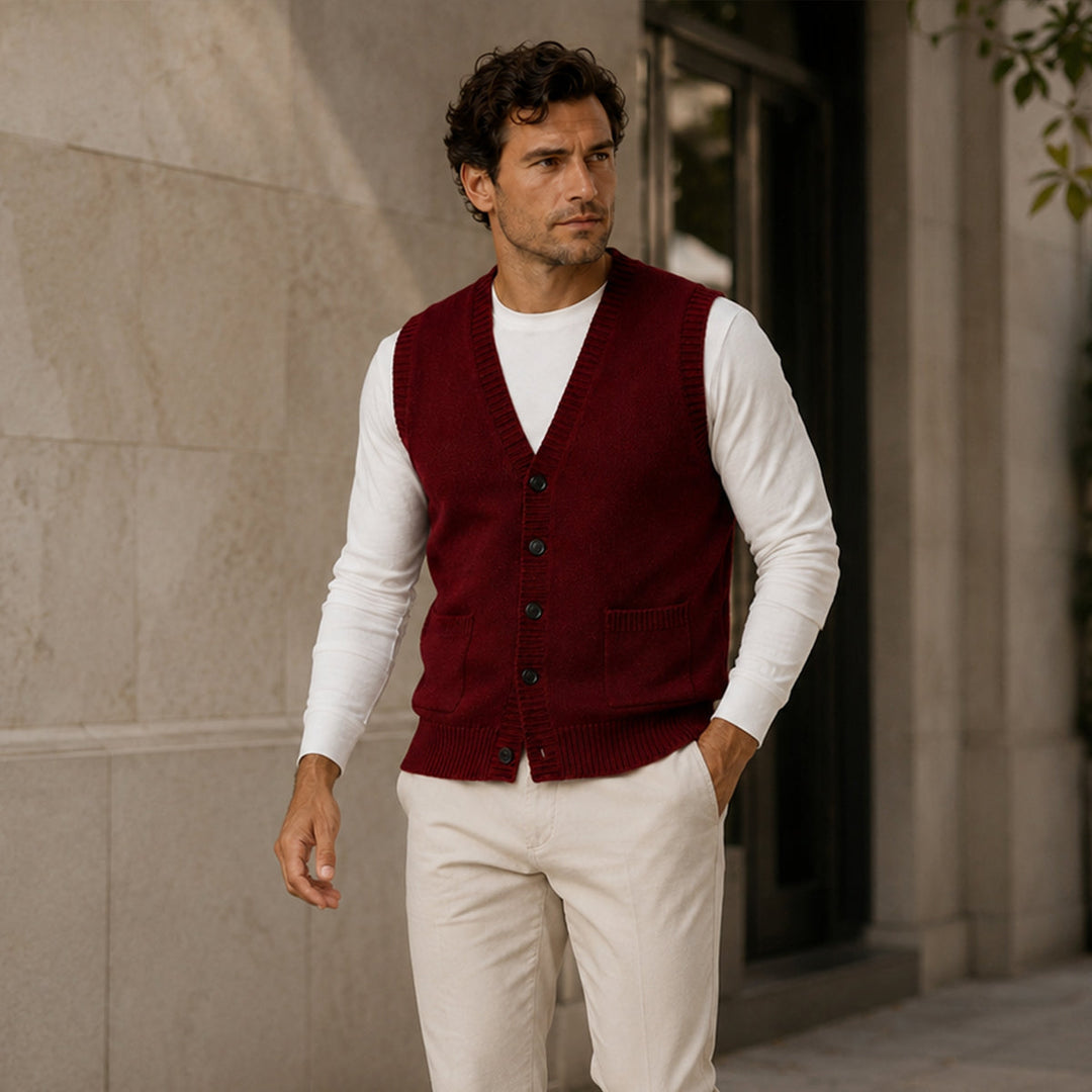 Eric | Stylish Button Front Knit Sweater Vest