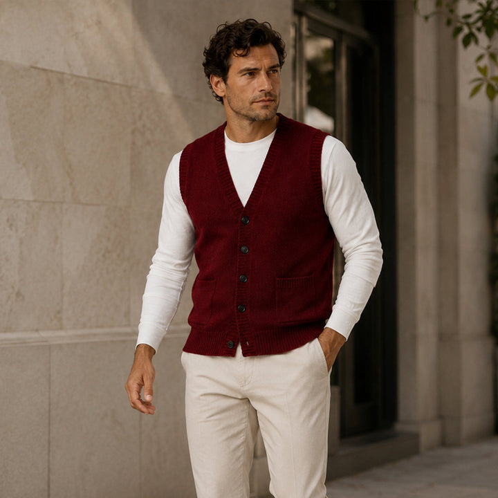 Eric | Stylish Button Front Knit Sweater Vest