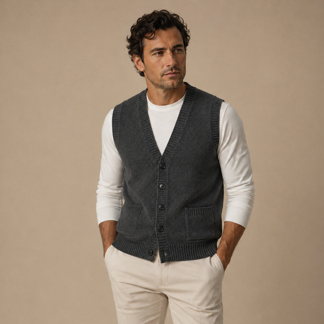 Eric | Stylish Button Front Knit Sweater Vest